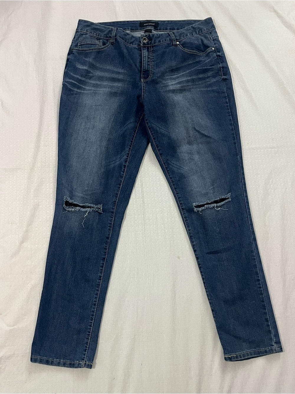 Ashley Stewart Dark Blue Distressed Boyfriend Jeans size 18